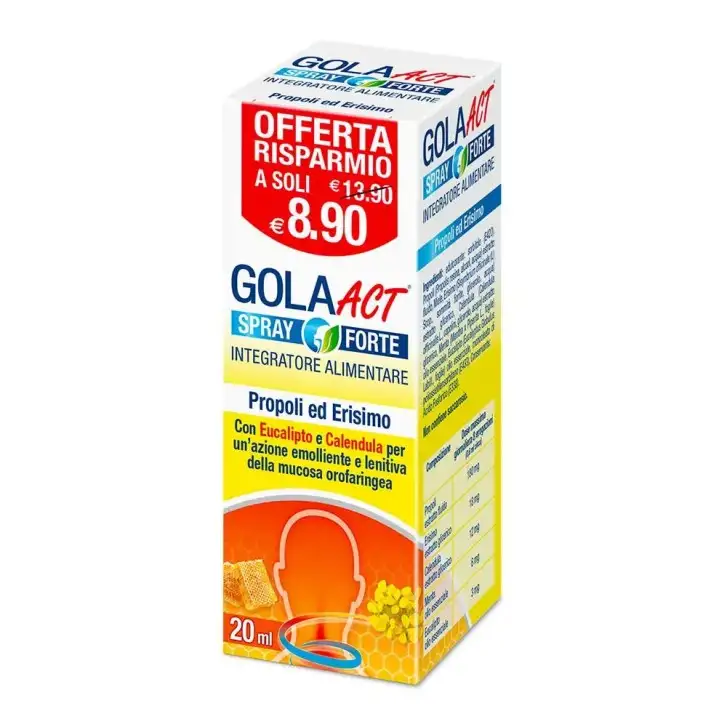 Gola Act Spray Forte Integratore per Gola con Propoli ed Estratti Naturali 20ml - F&F