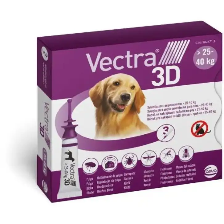 Vectra 3D Antiparassitario Cani 25-40 Kg 3 Pipette - CEVA