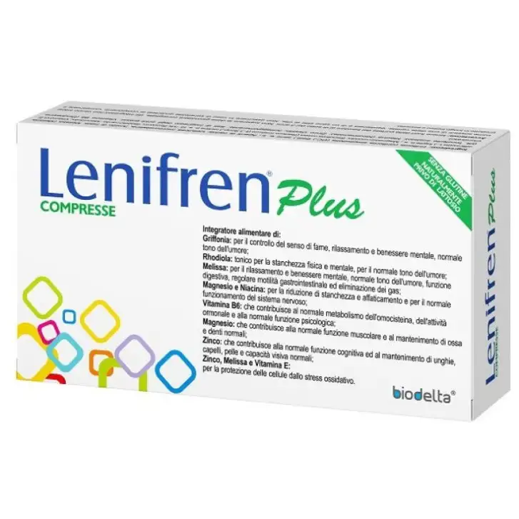 Lenifren Plus Integratore Alimentare con Griffonia, Rhodiola e Melissa 30 Compresse - Biodelta