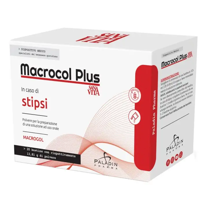 Macrocol Plus Integratore Polvere per Stipsi 20 Bustine 13,81g - Sanavita