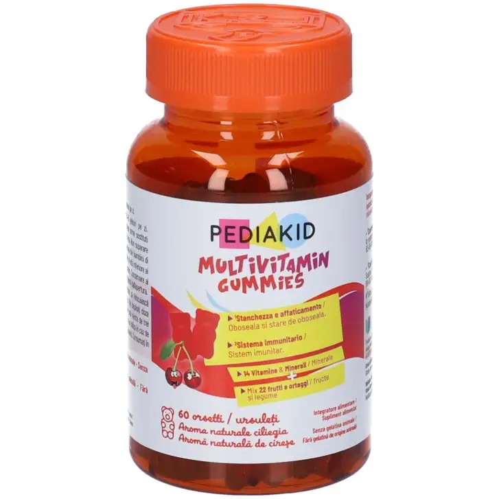 Multivitaminico Integratore 60 Orsetti Gommosi Gusto Ciliegia - Pediakid