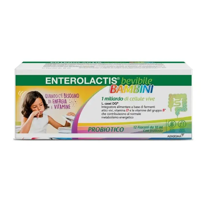 Enterolactis Bevibile Bambini Integratore Fermenti Lattici, 12 Flaconcini - Enterolactis