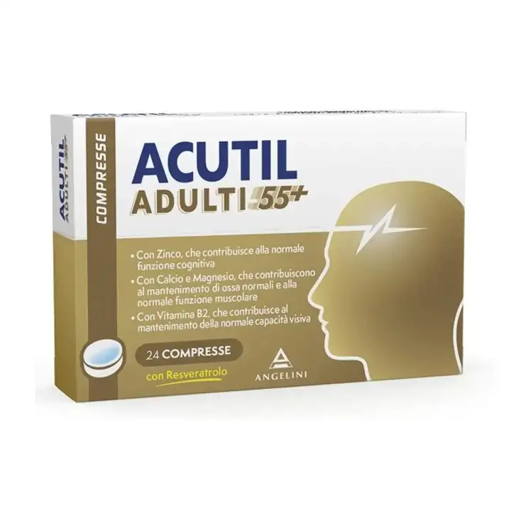 Acutil Adulti 55+ Integratore Alimentare per Mente Ossa e Muscoli - 24 Compresse - Acutil