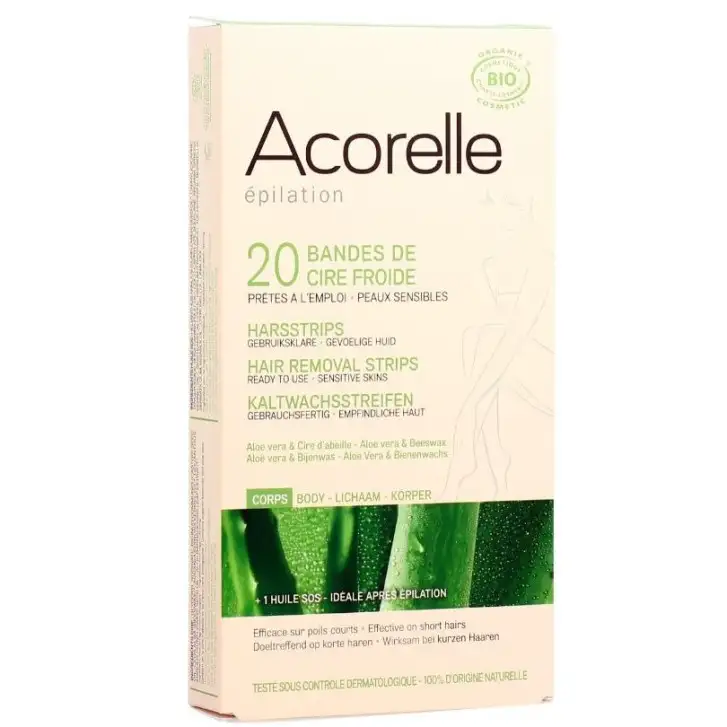 Acorelle Strisce Depilatorie Corpo Biologiche Senza Profumo 20 Pezzi - DOTT.C.CAGNOLA