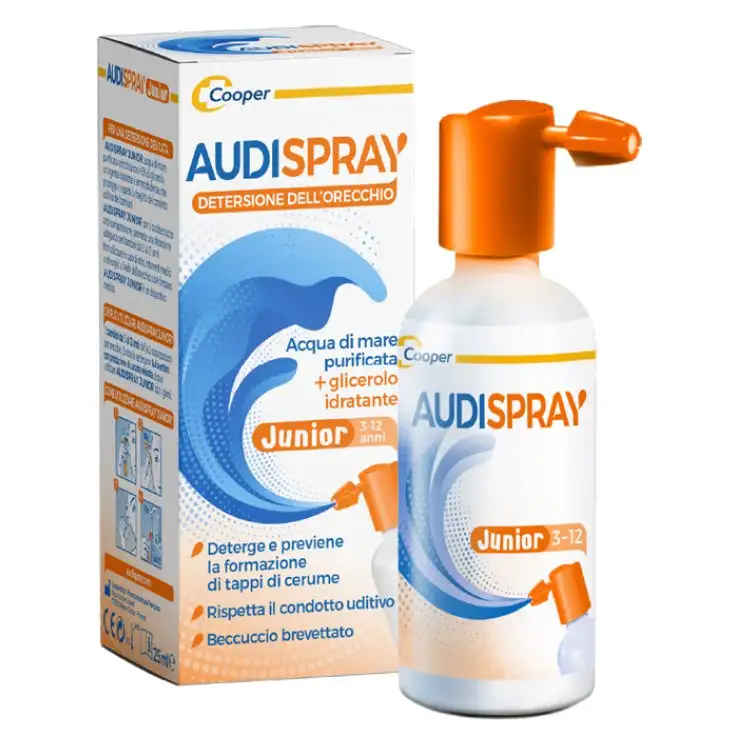 AUDISPRAY JUNIOR SOLUZIONE DI ACQUA DI MARE IPERTONICA SPRAYSENZA GAS IGIENE ORECCHIO 25ML