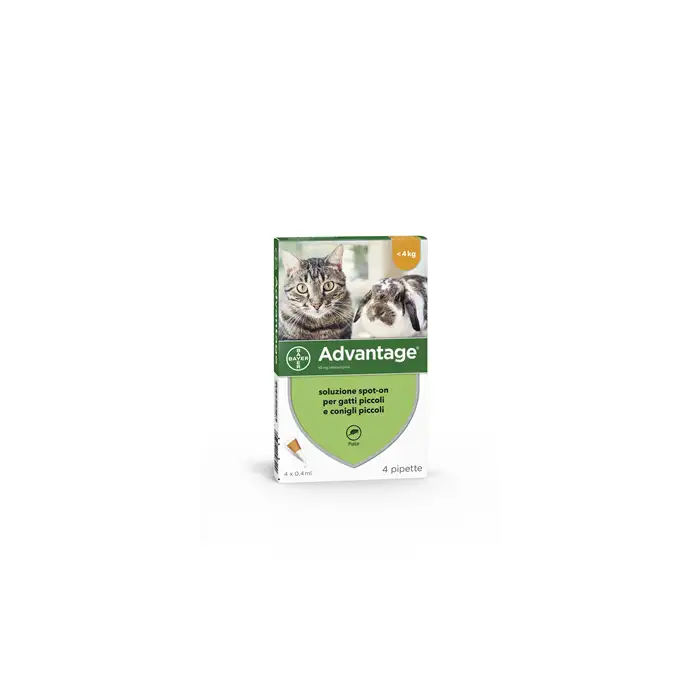 Advantage Spot-On Soluz 4 Pipette 0,4 Ml 40 Mg Gatti E Conigli Piccoli