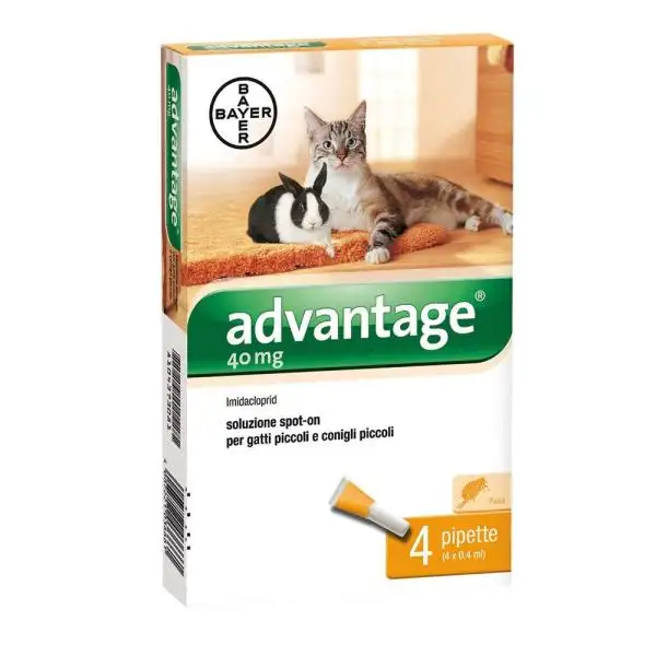Advantage Spot On 4 Pipette 0,4ml Antiparassitario Gatti/conigli Piccoli
