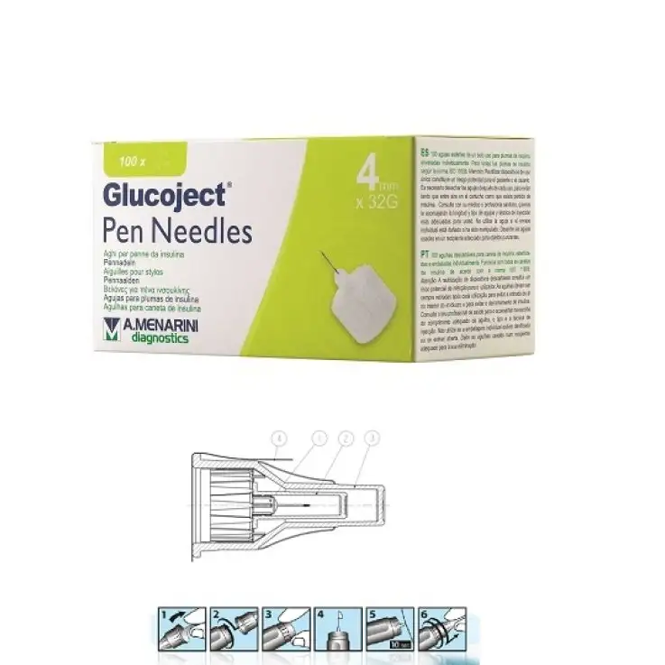 AGO PER PENNA DA INSULINA GLUCOJECT LUNGHEZZA 4 MM GAUGE 32100 PEZZI