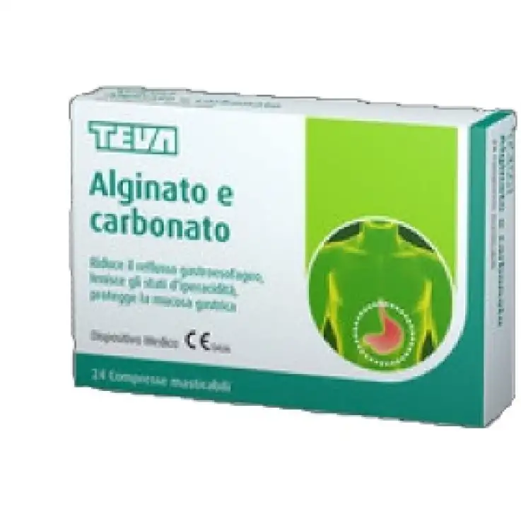 ALGINATO E CARBONATO TEVA 24 COMPRESSE MASTICABILI