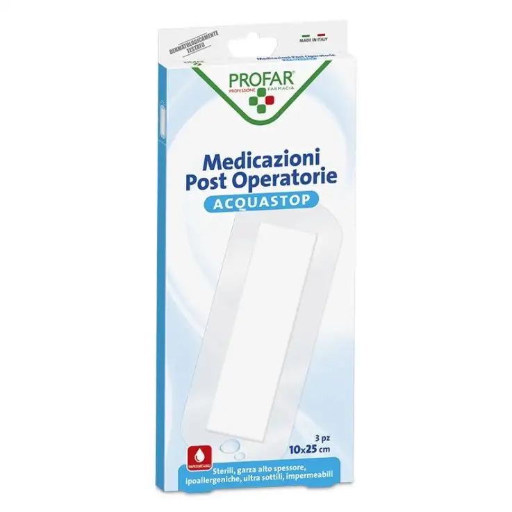 ACQUASTOP MEDICAZIONE POST OPERATORIA PROFAR MED 10X25 CM 3PEZZI