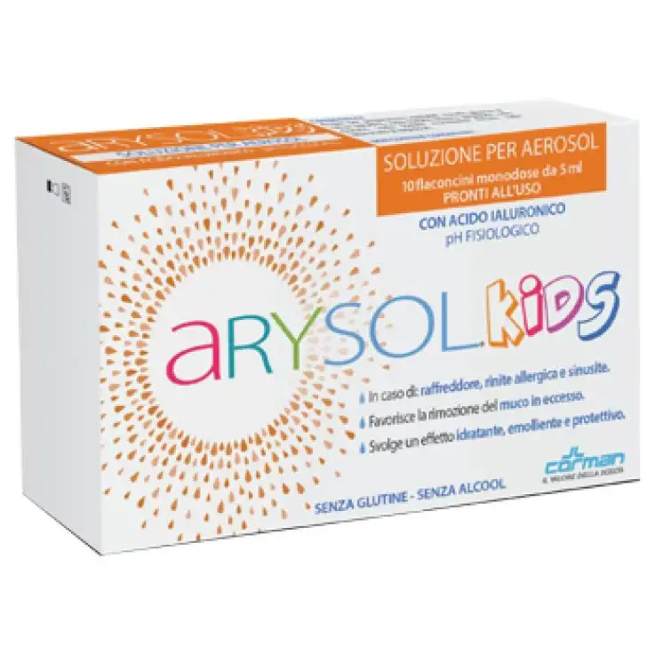 ARYSOL KIDS SOLUZIONE BAMBINI PER AEROSOL CON ACIDO IALURONICO PH FISIOLOGICO 10 FLACONCINI MONODOSE DA 5 ML