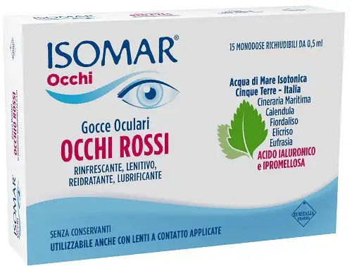 Isomar occhi rossi gocce oculari acido ialuronico 0,20% 15 flaconcini