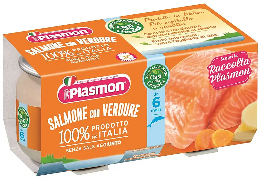 PLASMON OMOGENEIZZATO SALMONE E VERDURE 2X80 GRAMMI
