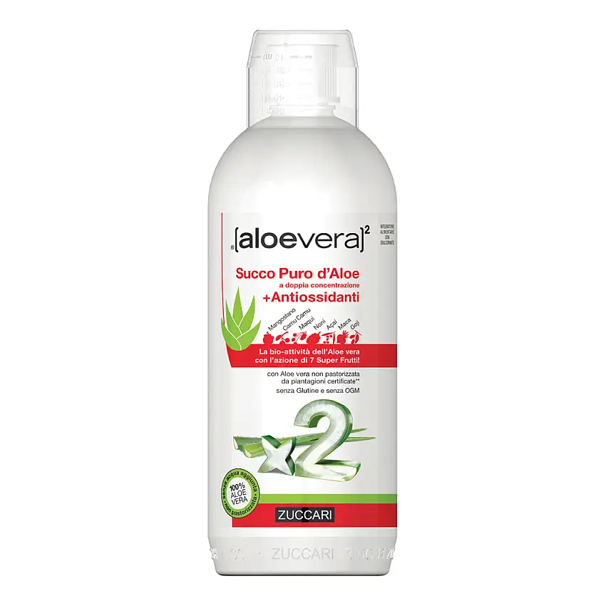 ALOEVERA2 SUCCO PURO D'ALOE A DOPPIA CONCENTRAZIONE + ANTIOSSIDANTI  1 LITRO