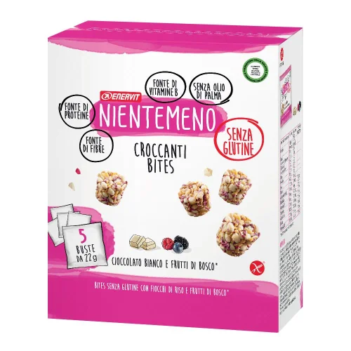 NIENTEMENO BITES SNACK GUSTO CIOCCOLATO BIANCO E FRUTTI DI BOSCO 5 BUSTINE DA 22 GR
