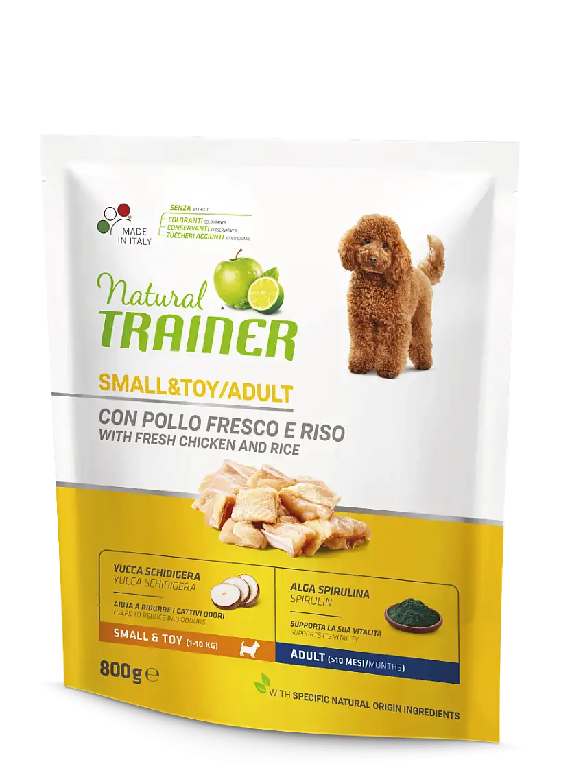Natural Trainer Crocchette Al Pollo E Riso Per Cani Adulti Taglia Mini Sacco 0,8kg