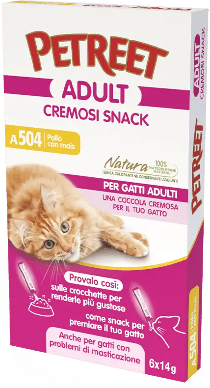 Petreet Snack Pollo Con Mais Cibo Umido Gatto Adulto 6 Bustine
