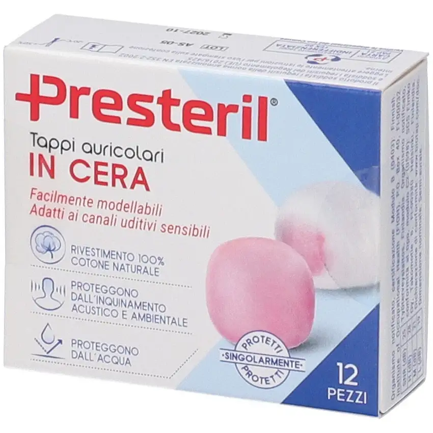 Presteril Tappi Auricolari Cera 12 Pezzi