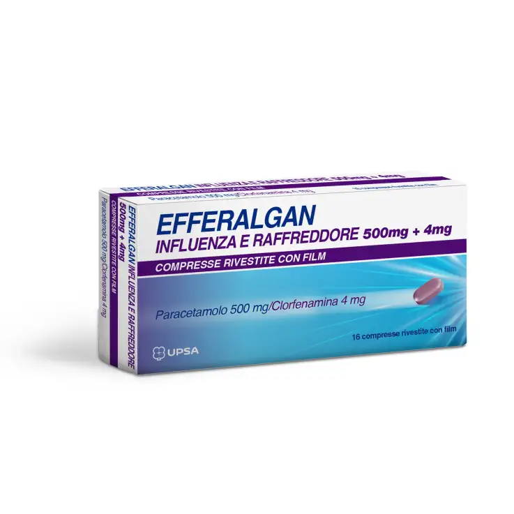 EFFERALGAN INFLUENZA E RAFFREDDORE*16 cpr riv 500 mg + 4 mg