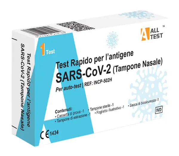 TEST ANTIGENICO RAPIDO COVID-19 ALLTEST AUTODIAGNOSTICO DETERMINAZIONE QUALITATIVA ANTIGENI SARS-COV-2 IN TAMPONI NASALIMEDIANTE IMMUNOCROMATOGRAFIA