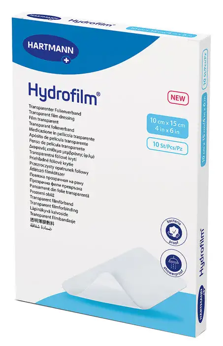 MEDICAZIONE ADESIVA TRASPARENTE IN POLIURETANO HYDROFILM BT10X15CM 10 PEZZI
