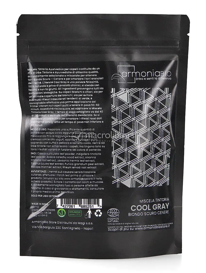 Henné Cool Gray Biondo Scuro Cenere Bio