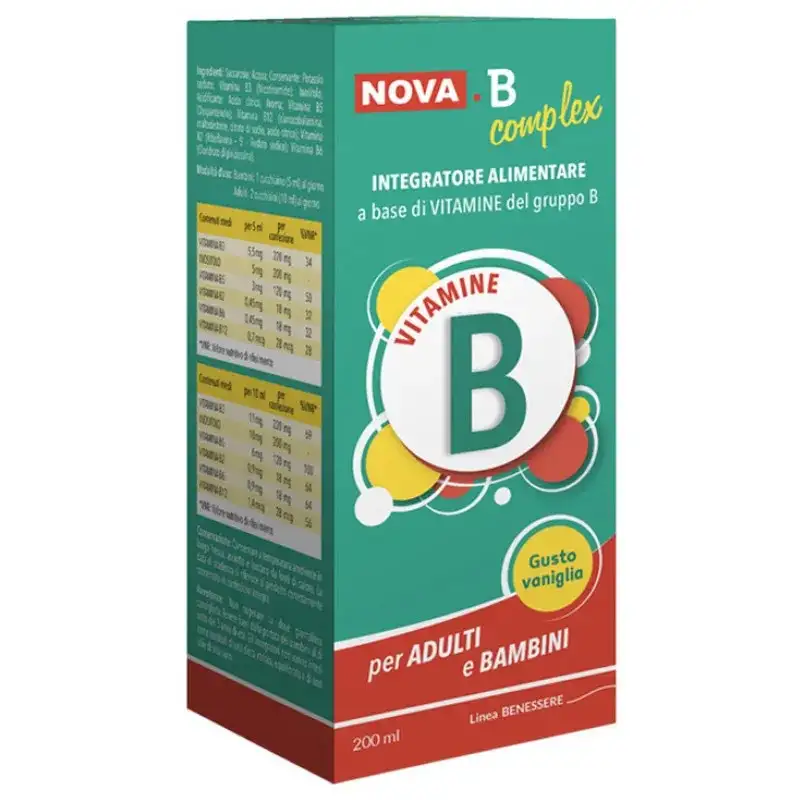 Nova.b complex sciroppo 200 ml gusto vaniglia - integratore di vitamine b