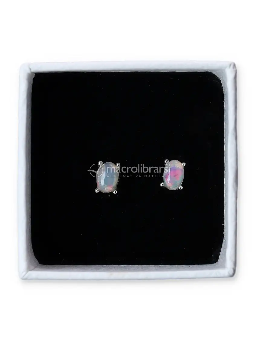 Orecchini in Argento e Opale Bianco